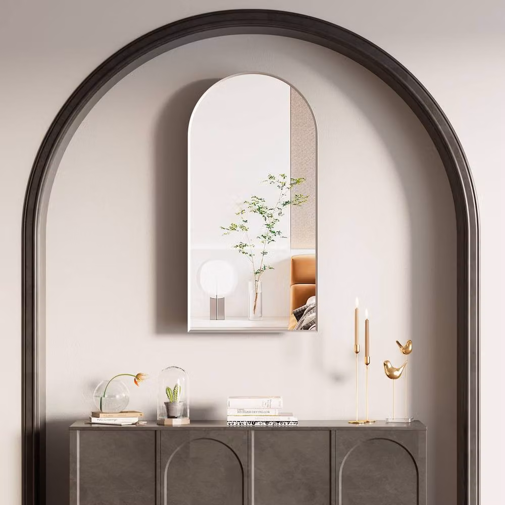 KEEPREAPER Modern Wall Mounted Bathroom Mirror Cabinet with Glass Doors and Internal Shelves, Silver, W: 40 cm, H: 80 cm – 2