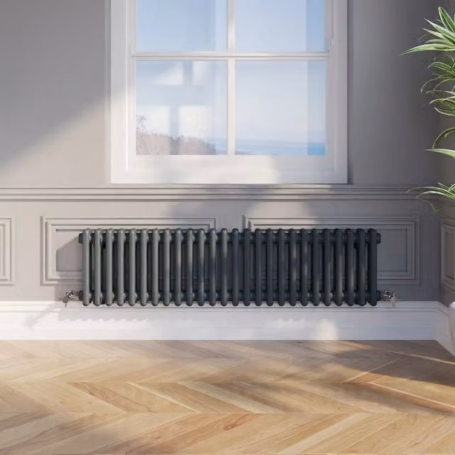 Temprazo Anthracite Steel Wall Mounted Radiator H: 119 cm, W: 30 cm, D: 7 cm