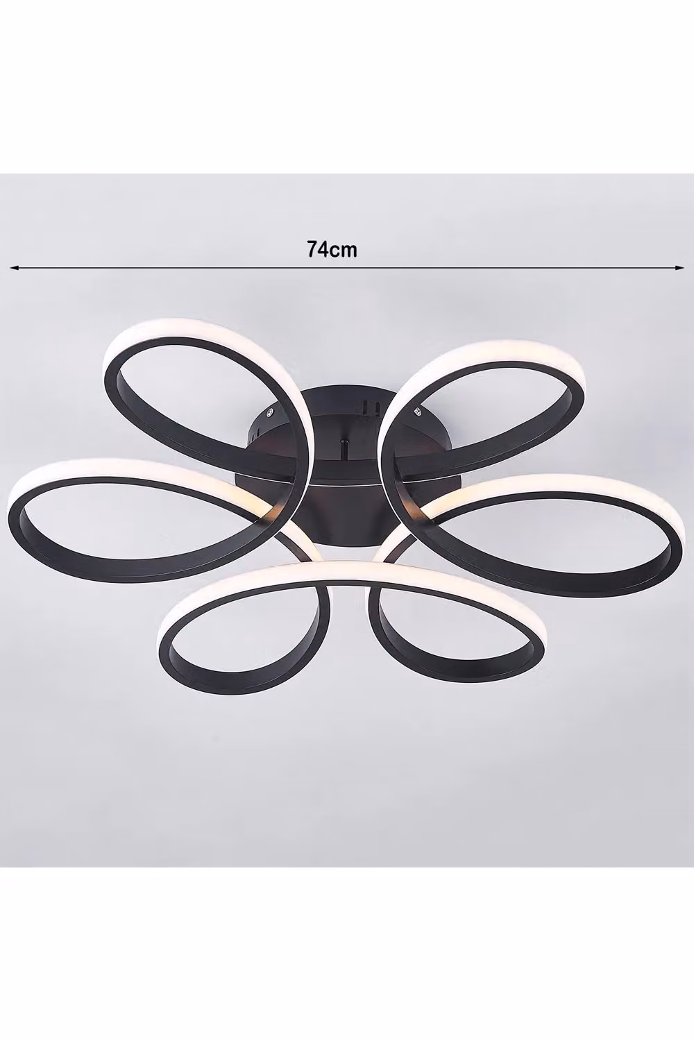Living and Home 65W Modern Black and Silver Acrylic Petal LED Semi Ceiling Light with Remote Control – 4