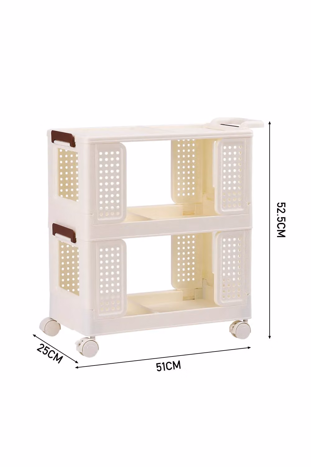 Living and Home 3-Tier Folding Rolling Fruit and Vegetable Storage Trolley Cart in White – 2