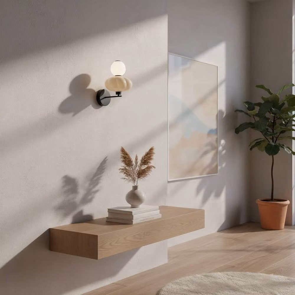 Netlighting Tordi Globe LED Wall Light in Beige and Matt White with Warm White 3000K Bulb Included – 2
