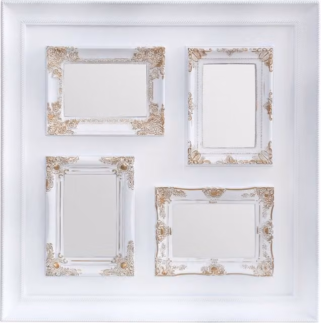 Premier Housewares Maren Vintage Style Multi-Photo Frame for 4 Photos, White and Gold