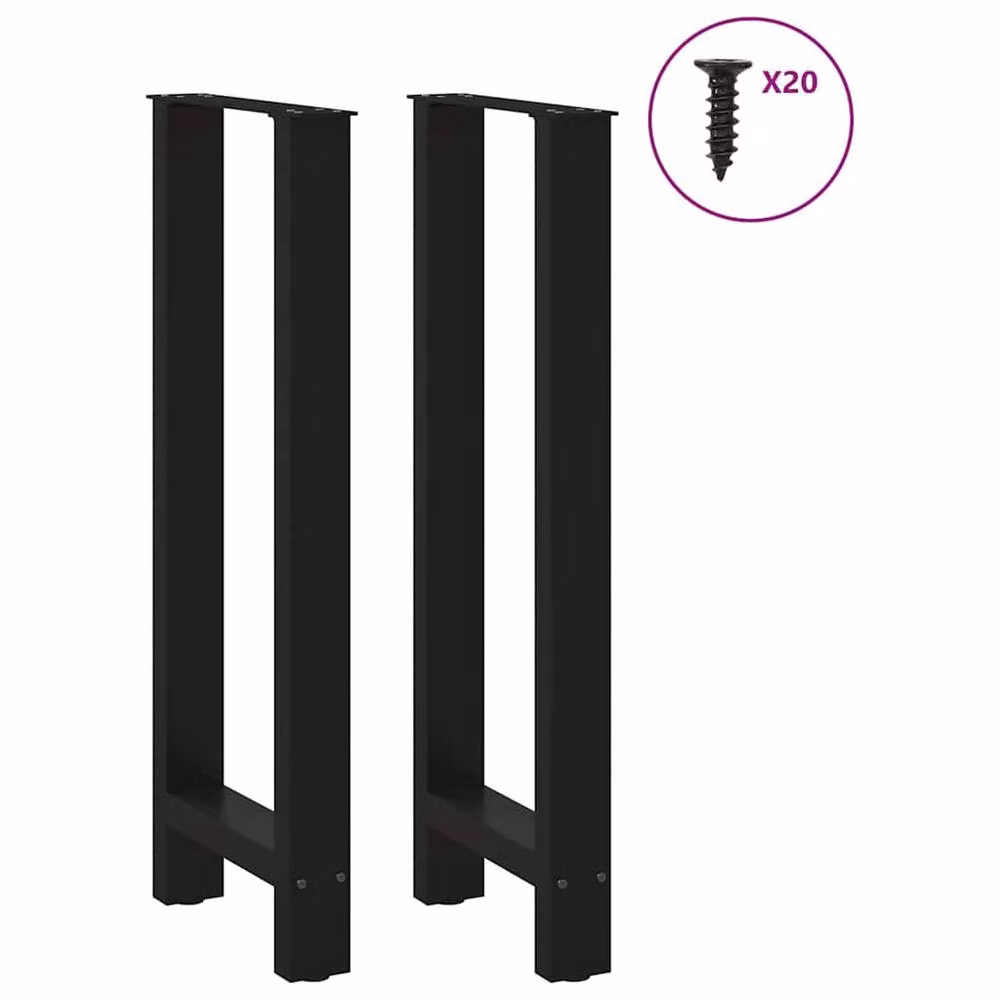 Berkfield Home Black Steel Coffee Table Legs, 2 Pieces, H: 100-101 cm x W: 40 cm – 2