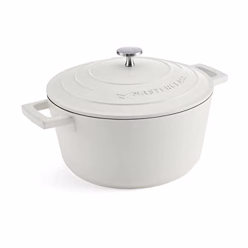 MasterClass Cast Aluminium Cream Casserole Dish, Beige, 24cm, 4 Litre