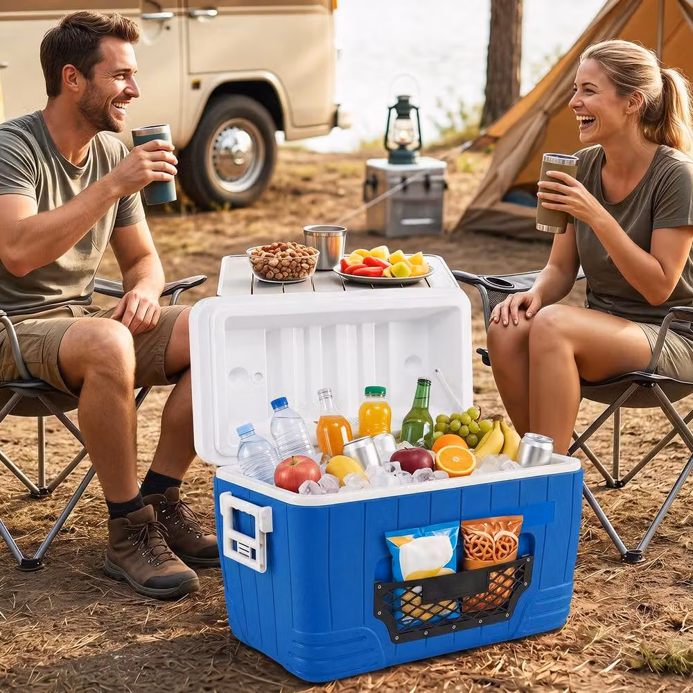 Costway 45L Insulated Portable Hard Shell Ice Chest with Mesh Pocket, Blue – 7