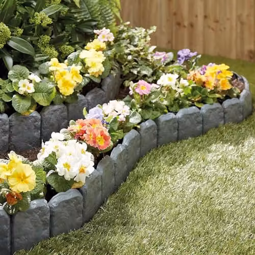 Gainsborough Grey Stone Effect Interlocking Garden Lawn Edging, 10 Pack, 2.4m Total Length – 5