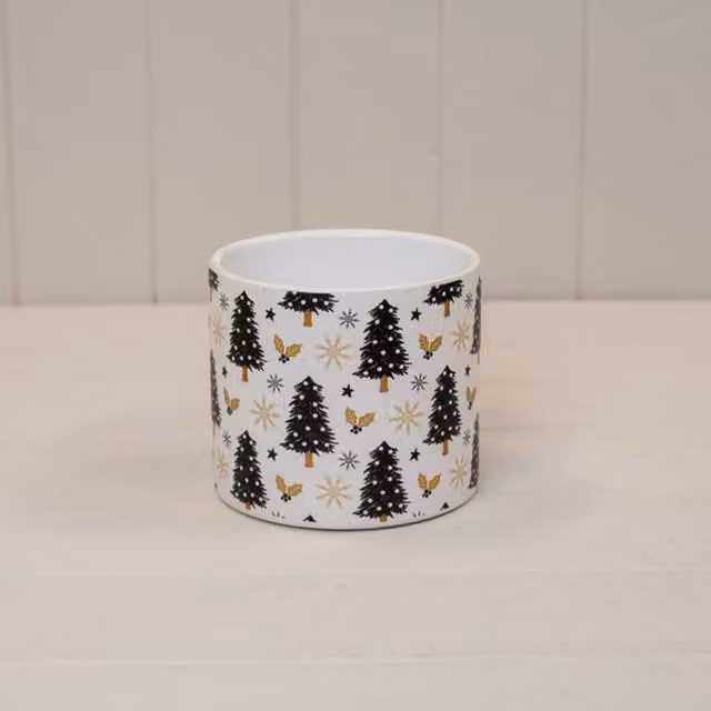 KDMD Modern Abstract Ceramic White Tabletop Christmas Tree Pot