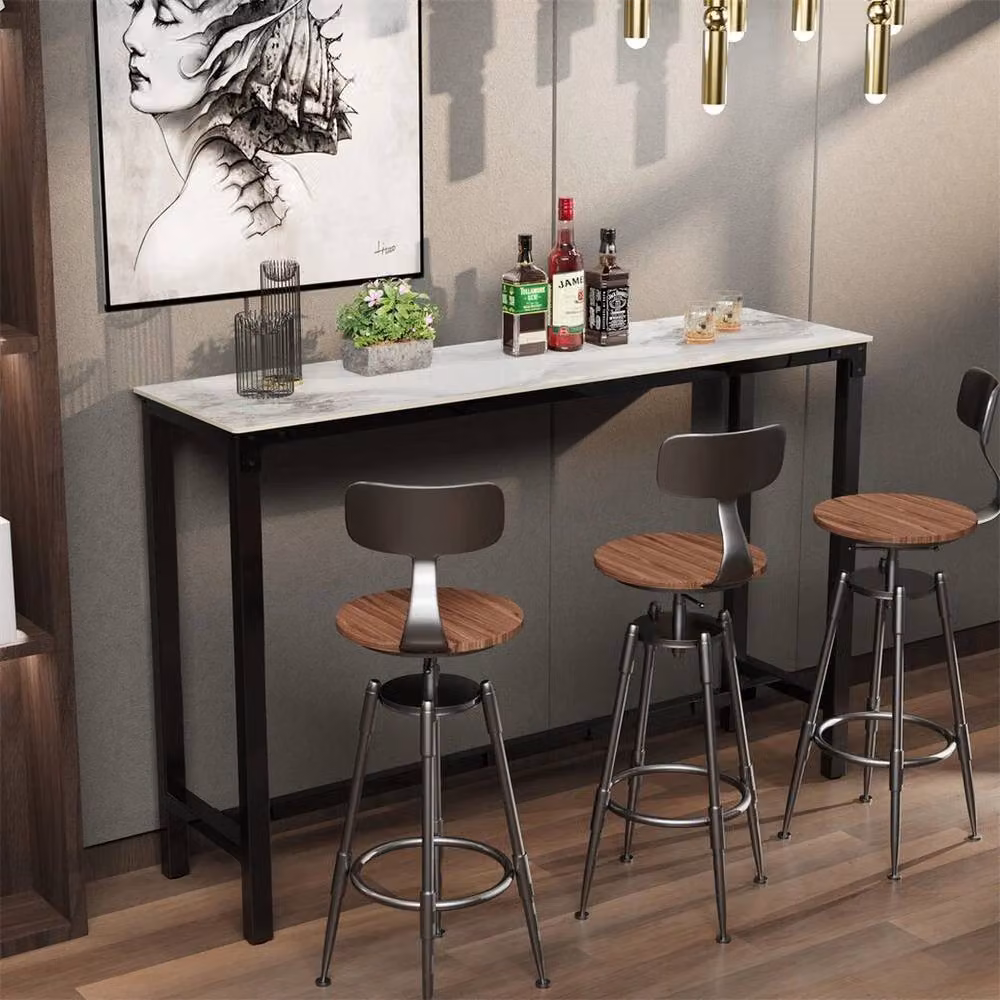 EONLION Modern Rectangular Dining Table with Glossy White Jade Marble Top – 3