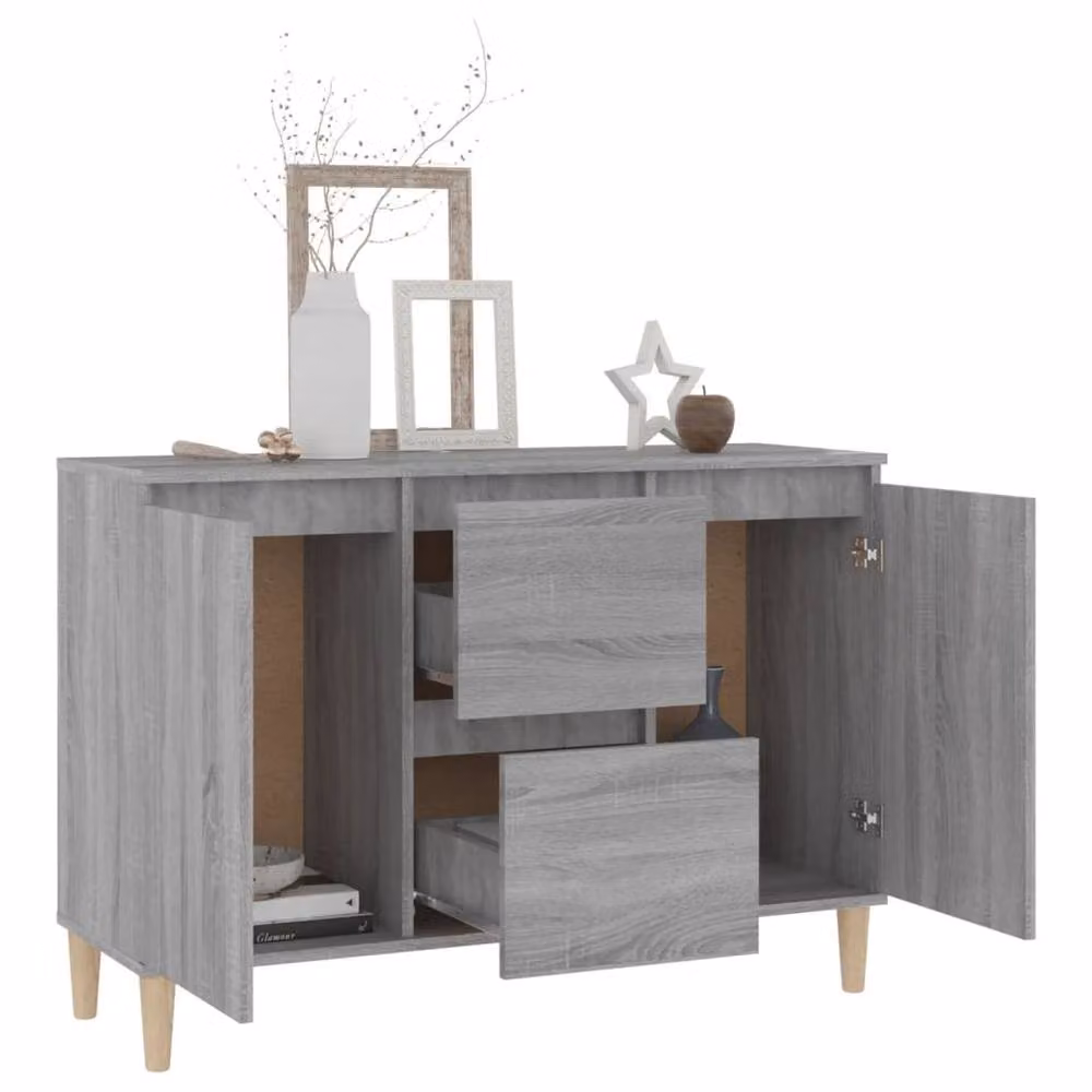 Berkfield Home Grey Sonoma Sideboard in Matt MDF, W/D/H: 103.5 x 35 x 70 cm – 2