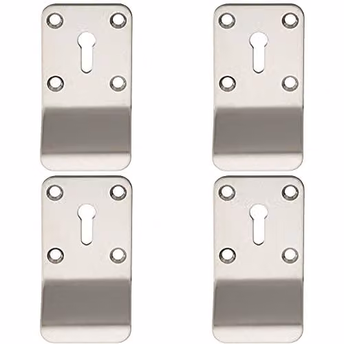 Loops 4 Pack Bright Stainless Steel Standard Lock Cylinder Pull Handles, 78.5 x 43 mm