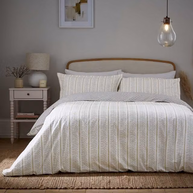 Murmur Linden Print Kingsize Duvet Cover and Pillowcase Set, Mourne Green, Reversible Cotton Percale, W: 180 cm, L: 200 cm