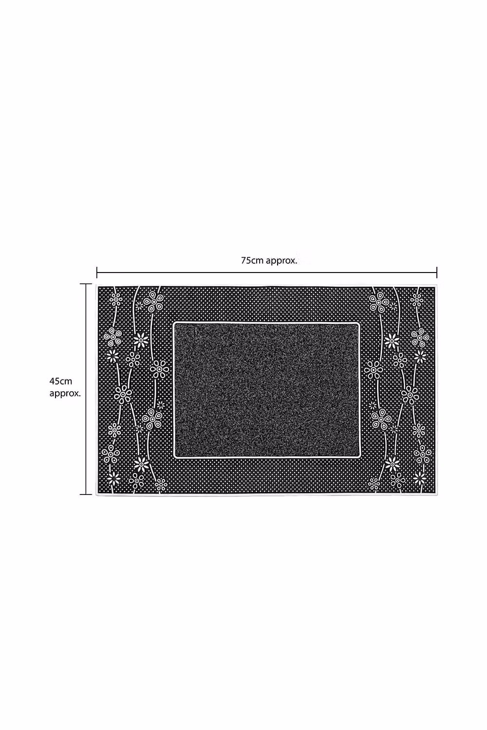 JVL Daisy Floral PVC Pin Scraper Doormat, Silver, W: 45 cm, D: 75 cm – 5