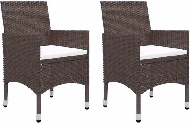 Berkfield Home 3 Piece Garden Bistro Set in Brown with Poly Rattan and Tempered Glass – 1