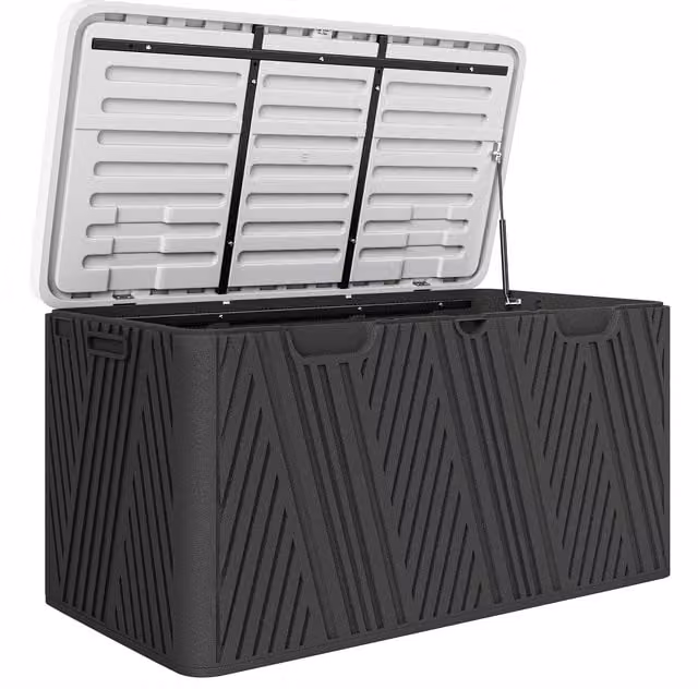 Outsunny 380L Waterproof Outdoor Storage Box with Lockable Lid in Black – 1