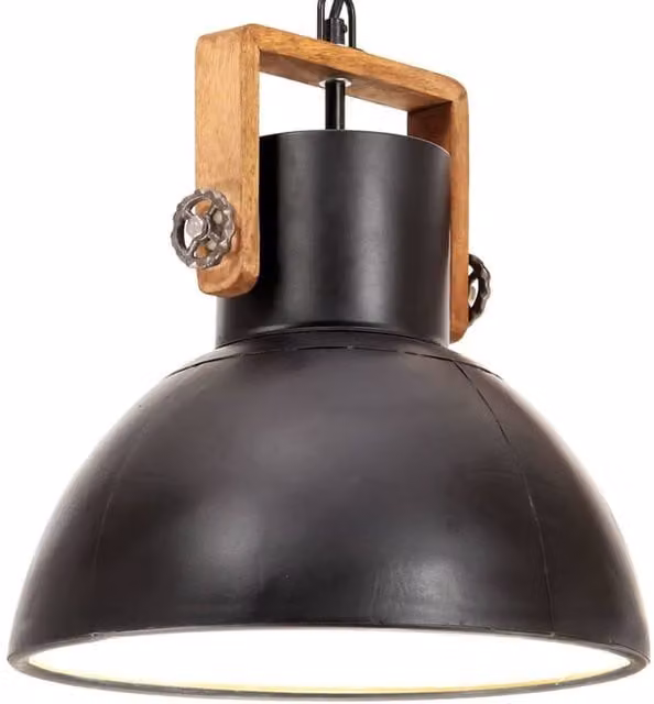 Berkfield Home Industrial Round Hanging Lamp, Black, Diameter: 30 cm, 25 W, E27