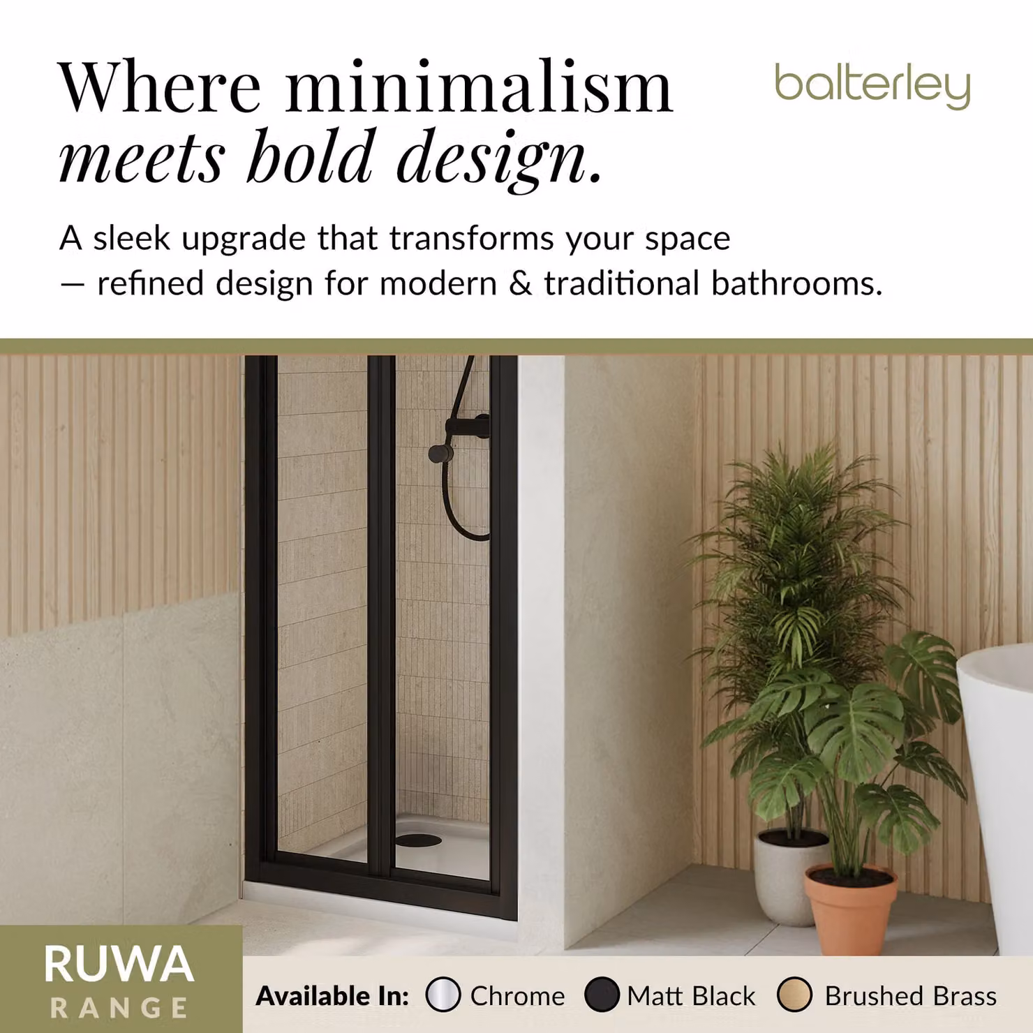 Balterley 4mm Toughened Safety Glass Bi-Fold Shower Door, Black, W: 700 mm, H: 1900 mm – 5