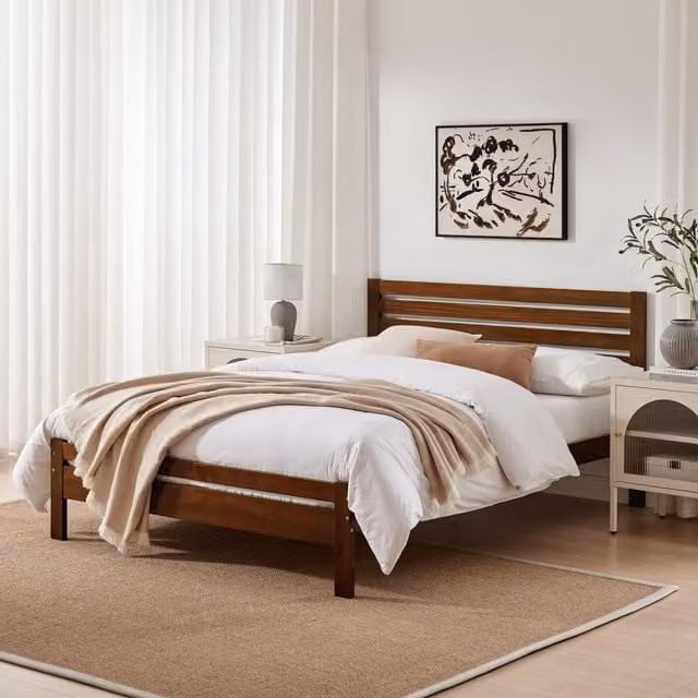 FurnitureboxUK Declan Solid Pine Double Bed Frame in Brown