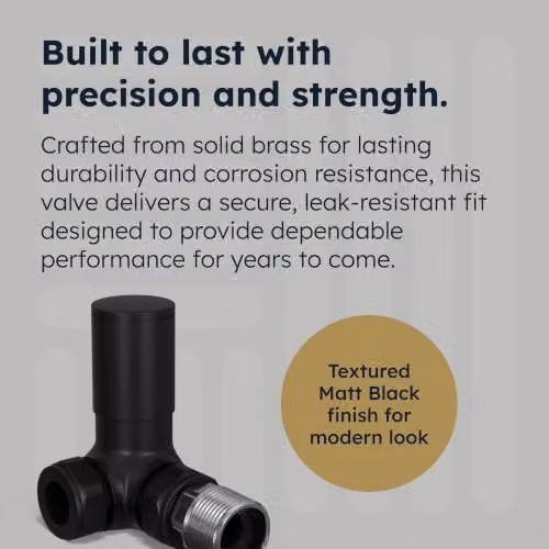 UK Radiators Talus Bold Angled Thermostatic Radiator Valve 1/2" x 15mm in Black Brass – 2