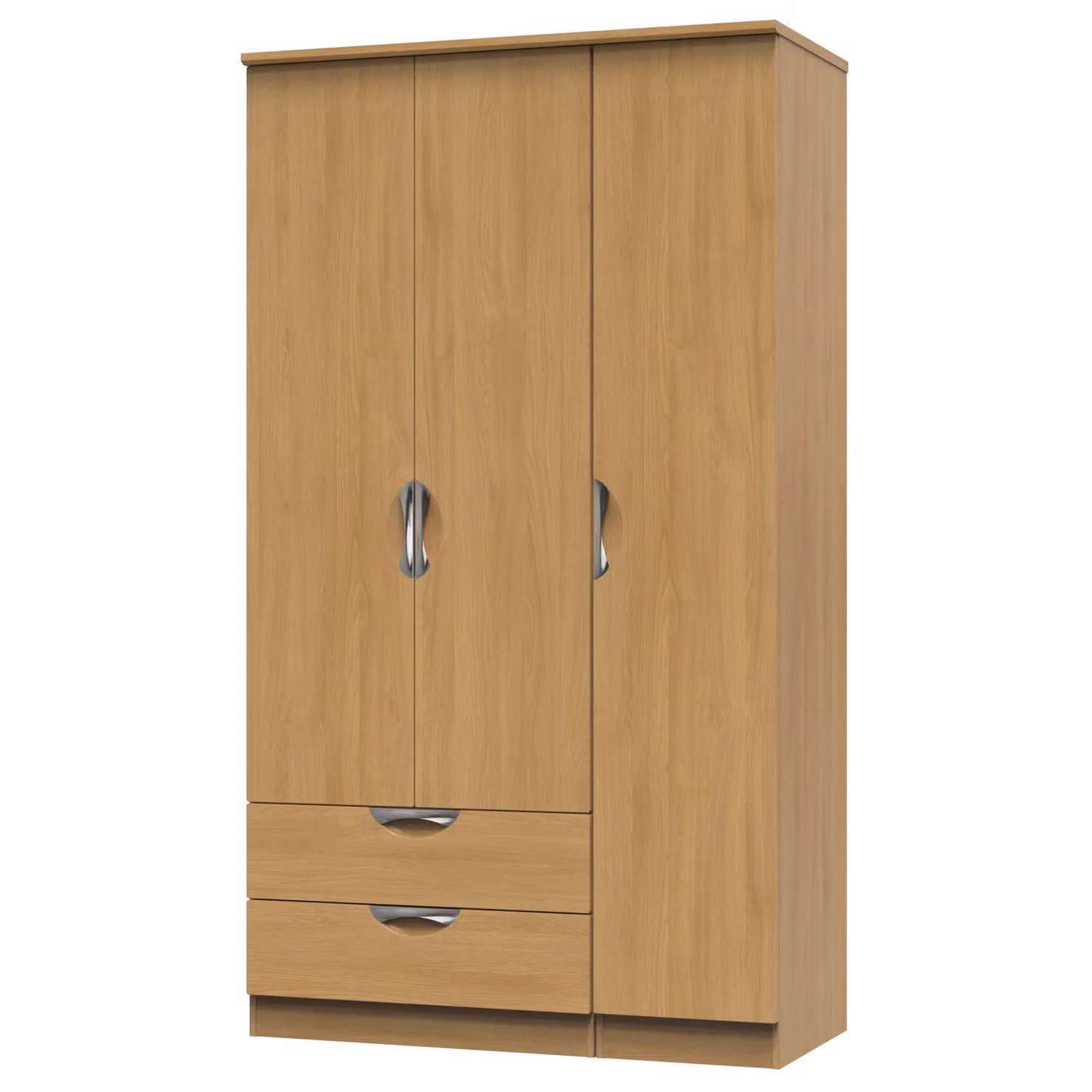2 U Holborn Ready Assembled Triple Wardrobe with 2 Internal Drawers in Brown – 2
