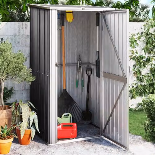 vidaXL Anthracite Galvanised Steel Garden Shed W/D/H: 118.5 x 97 x 209.5 cm – 2