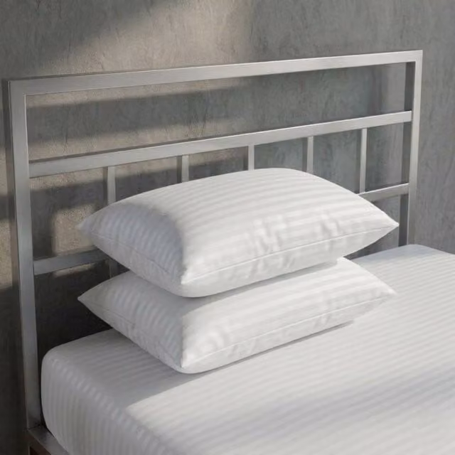 Snug City Luxury White Satin Stripe Cotton Pillowcase Pair, 250TC Standard Size