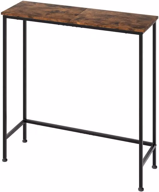 Kelvenix Industrial Narrow Console Table in Brown Wood and Black Metal, W/D/H: 100 x 100 x 75 cm