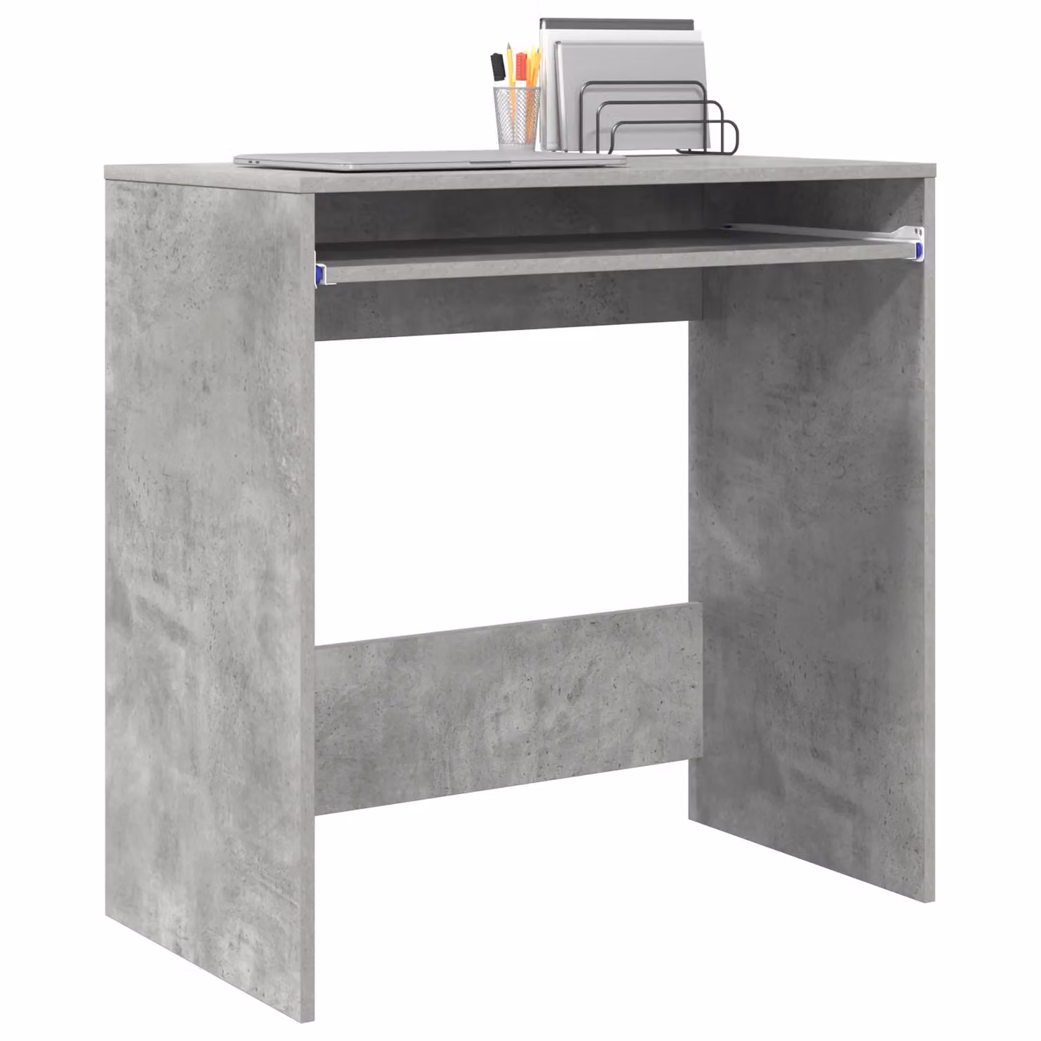 Berkfield Minimalist Computer Desk in Grey Concrete Effect Particle Board – 3