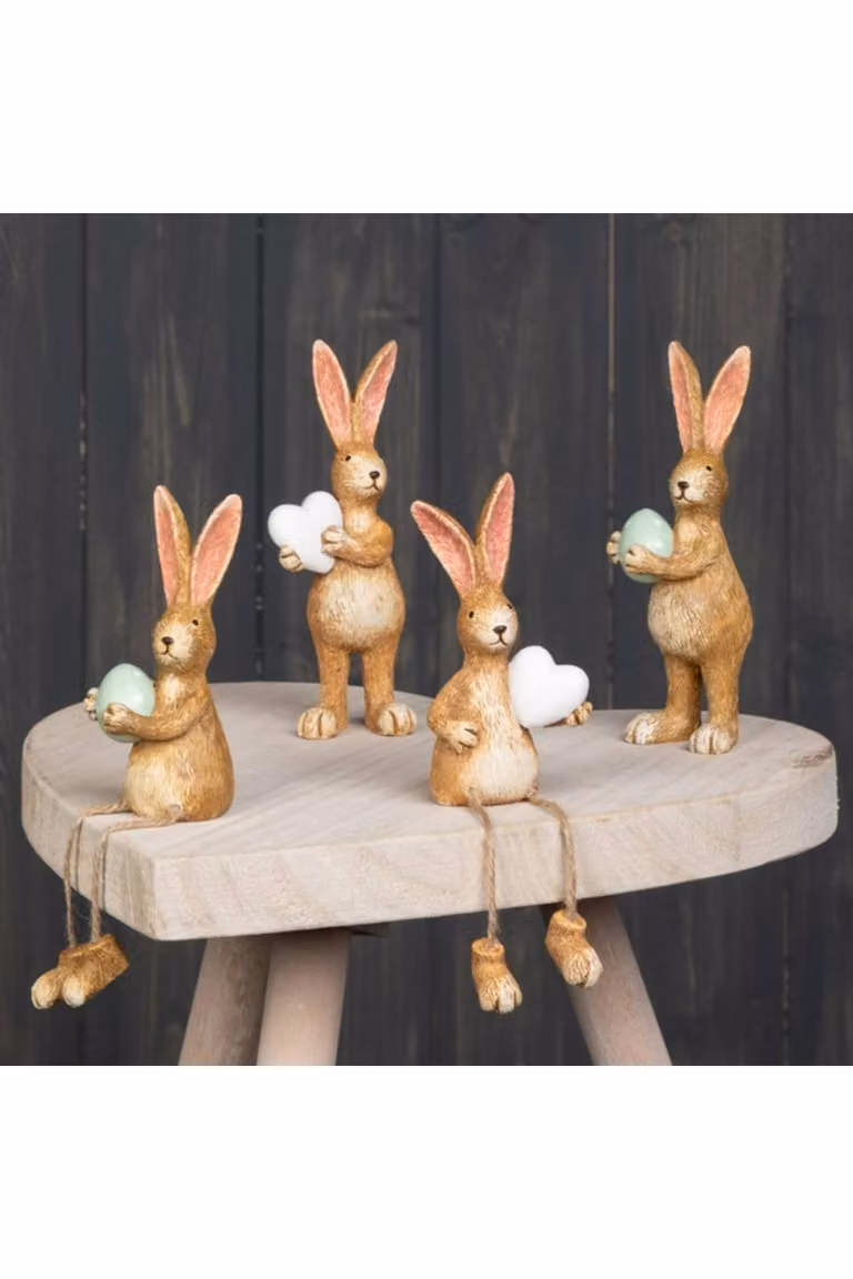 KDMD Ceramic Standing Rabbit with Green Egg in Brown