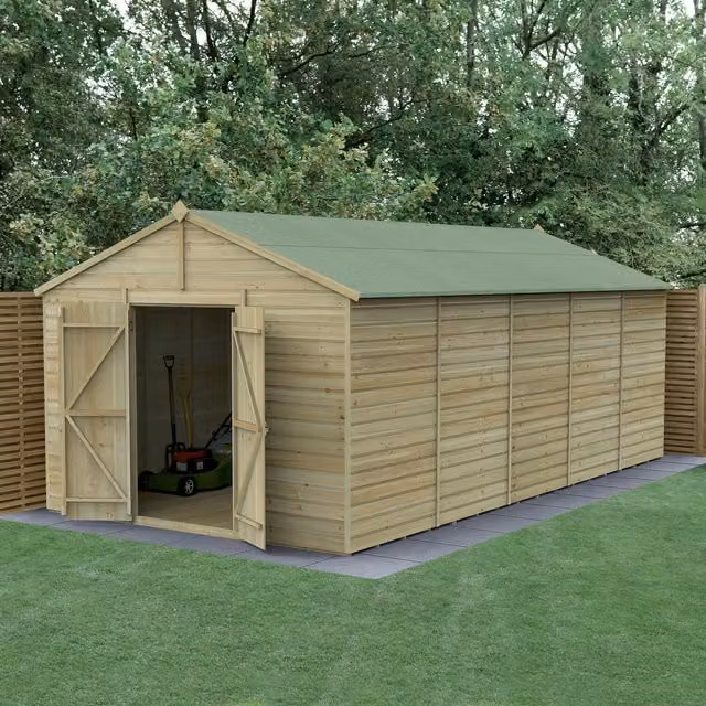 Beckwood 10x20 Apex Wood Shed with Base in Green and Brown
