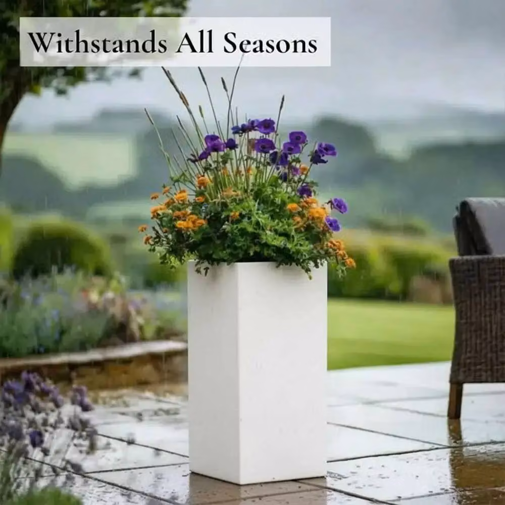 Access Garden Products Matte White Galvanised Steel Tall Square Planter Tub, Height: 75 cm – 6