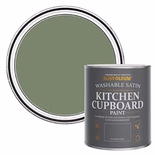 Rust-Oleum Green Scrubbable Kitchen Cupboard Paint in Satin Finish, 750ml
