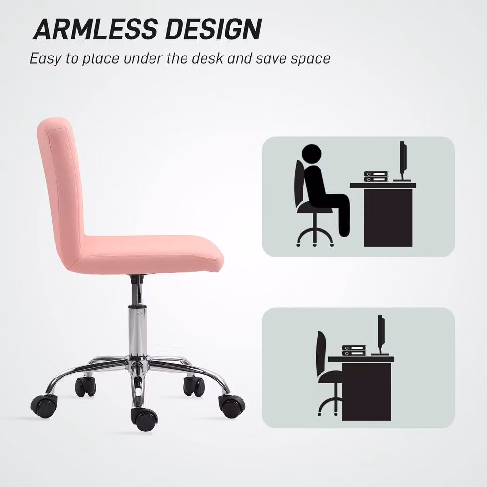 ERGOVEXA Pink PU Leather Armless Office Task Chair – 2