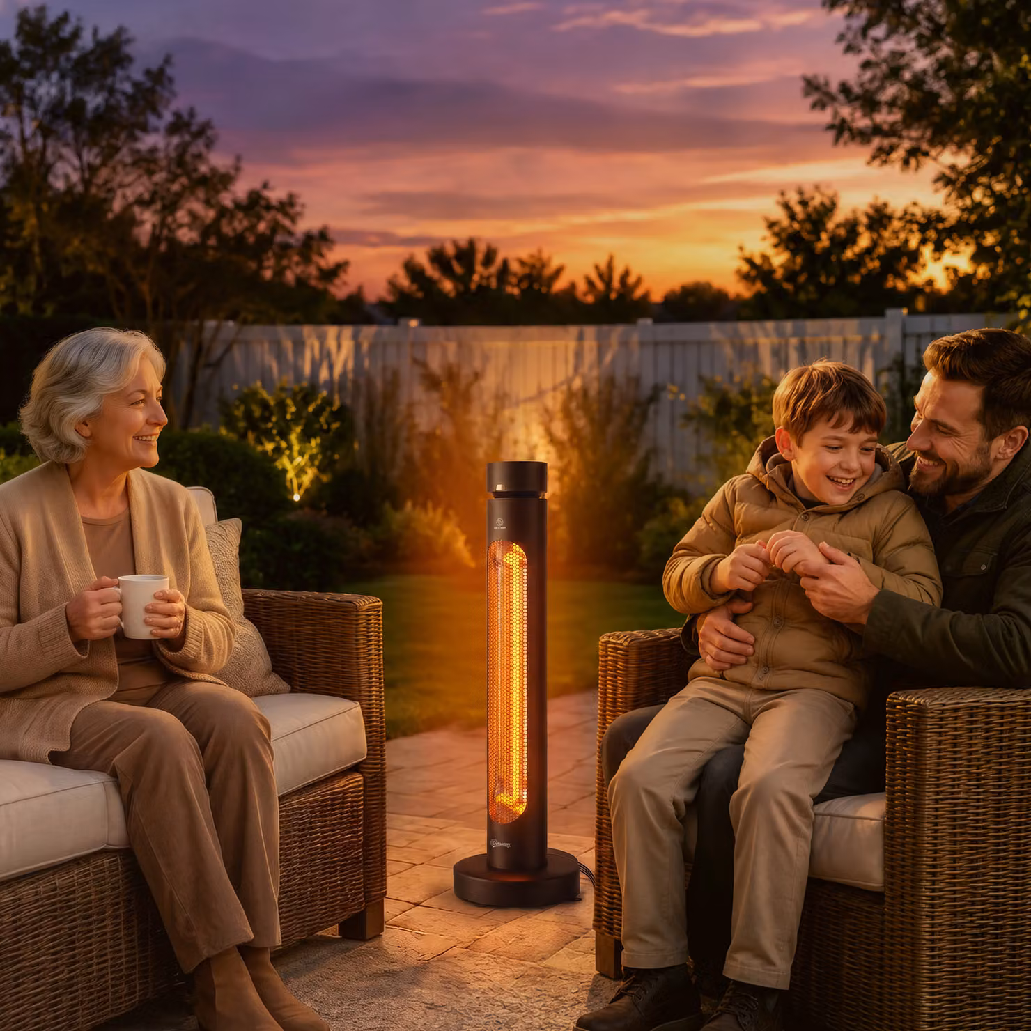 Outsunny 2000 W Electric Infrared Patio Heater, Black Free Standing Oscillating Outdoor Garden Heater with Remote Control – 2