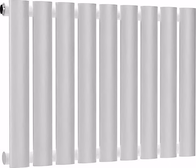 Lux Heat Oval Horizontal Single Wall Mounted Steel Radiator in White, W: 54.0 cm, H: 40.0 cm, D: 40.0 cm