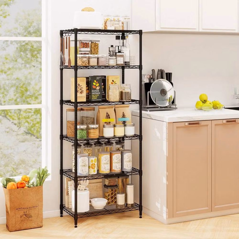 EONLION 6-Tier Black Metal Wire Shelving Unit with Adjustable Shelves – 3