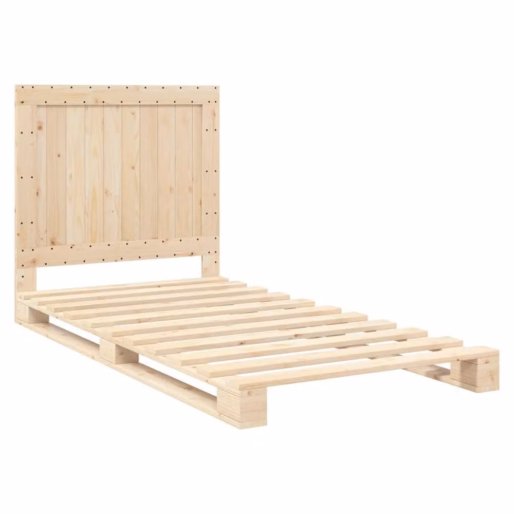Berkfield Home Solid Wood Bed Frame with Headboard in Light Oak, W/D/H: 100 x 200 cm – 2