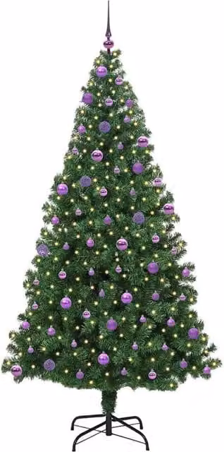Berkfield Home Green Artificial Christmas Tree with 300 LEDs and Stand, Height: 210 cm