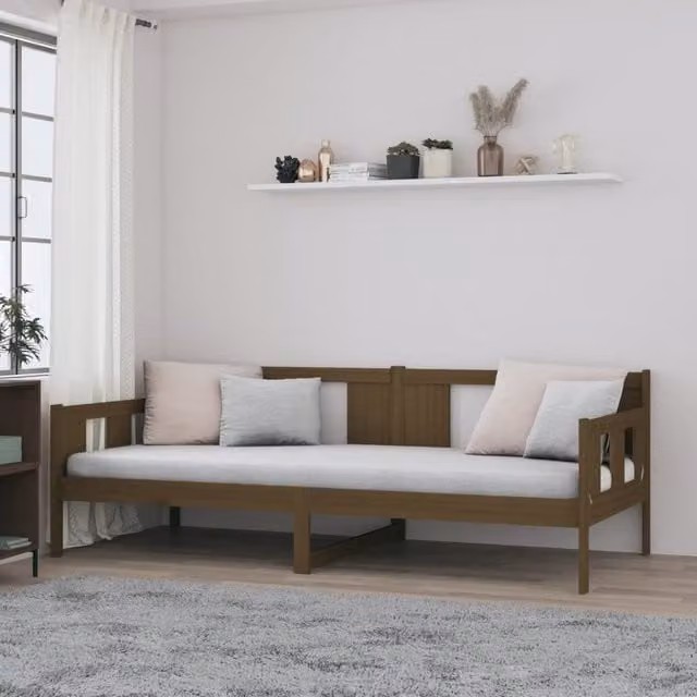 Berkfield Home Rustic Solid Wood Pine Day Bed, Brown, W: 90 cm, L: 190 cm – 1