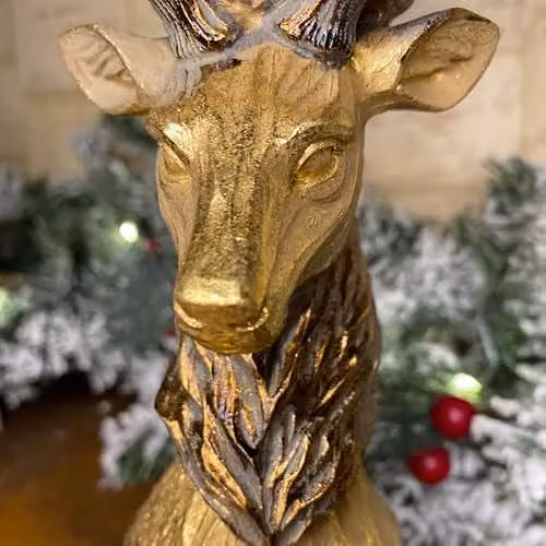 Gifts Direct 2 U Metallic Gold Stag Deer Candle Holder for Taper or Pillar Candles – 3