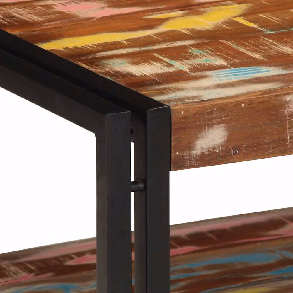 Berkfield Home Multicolour Reclaimed Solid Wood Coffee Table, W: 90 cm, D: 50 cm, H: 38 cm – 4