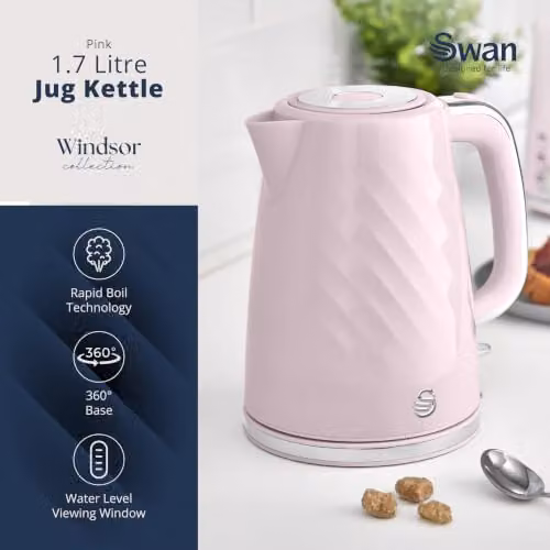 Swan Windsor Textured Kettle, 1.7 l, Pink – 2