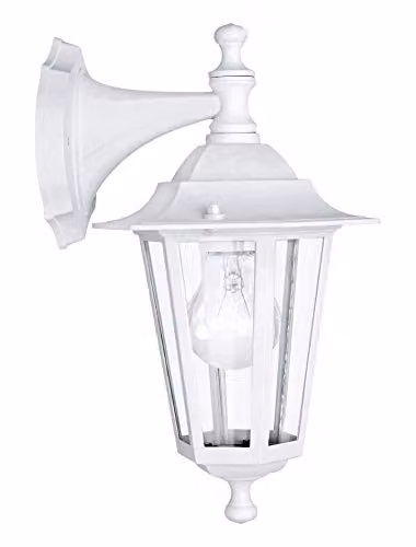 Loops IP44 White Aluminium Modern Outdoor Wall Lantern with E27 Bulb Holder