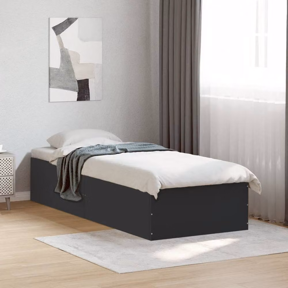 Berkfield Home Small Single Wood Bed Frame, Black, W/D/H: 75 x 190 x 35 cm – 2