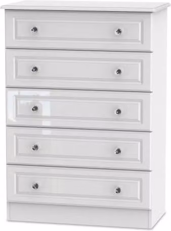 Welcome Balmoral White High Gloss 5 Drawer Chest of Drawers