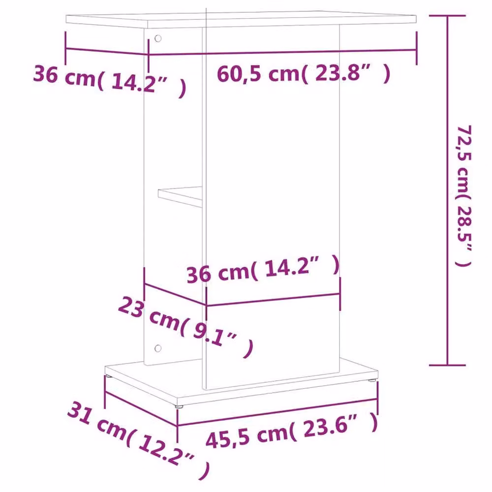 EONLION Modern Grey MDF Aquarium Stand W: 60.5 cm, D: 36 cm, H: 72.5 cm – 2