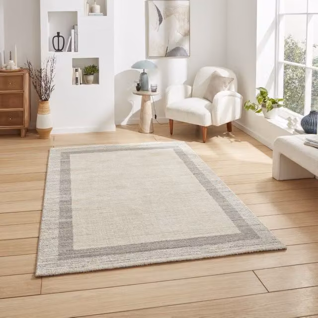 Terrys Beige Geometric Berber Rectangular Machine Woven Polypropylene Rug