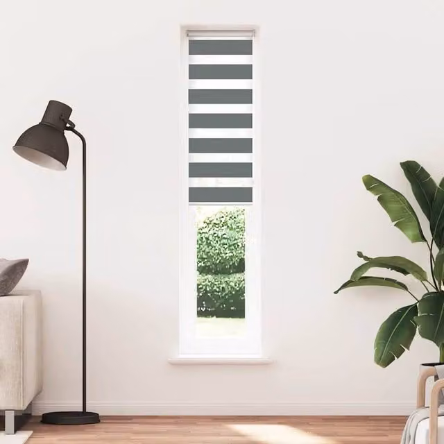Berkfield Home Zebra Blind in Dark Grey, Polyester, W: 45 cm, H: 230 cm