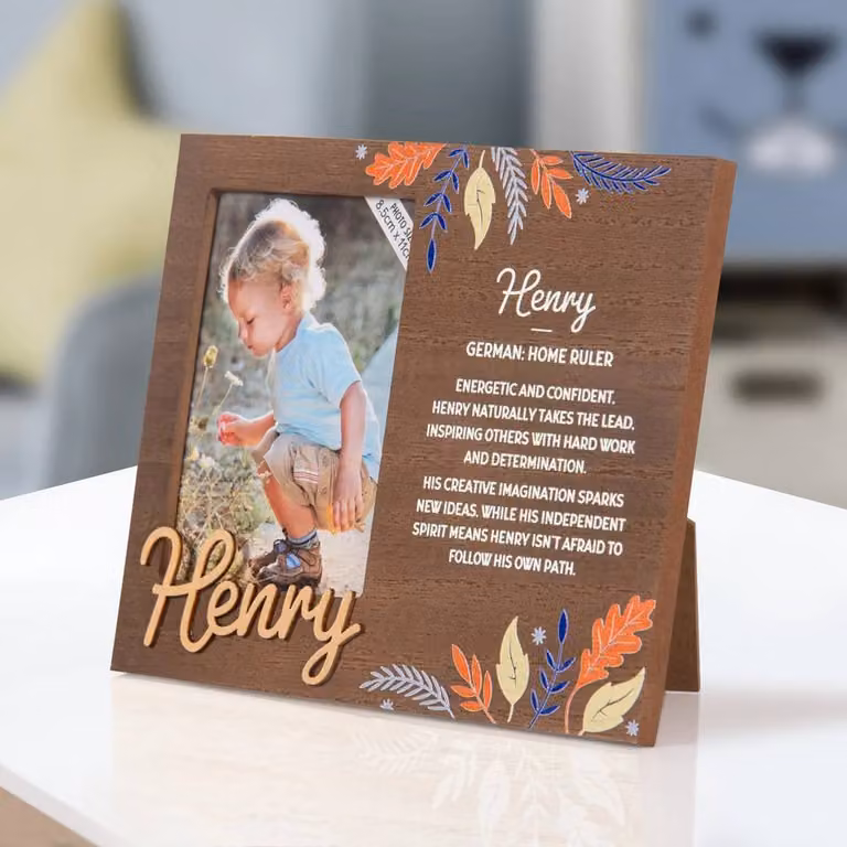 History & Heraldry Henry Pre-personalised Child's Wooden Picture Frame in Brown