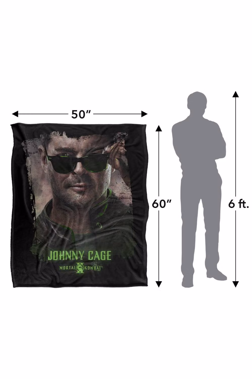 Warner Bros. Mortal Kombat 2 Johnny Cage Portrait Super Soft Polyester Throw Blanket, Multicolour, Large – 3