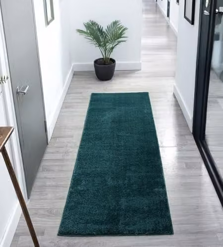Desire Rugs Comfy Washable Plain Non-Slip Hallway and Living Room Area Rug, Green, W: 60 cm, L: 200 cm
